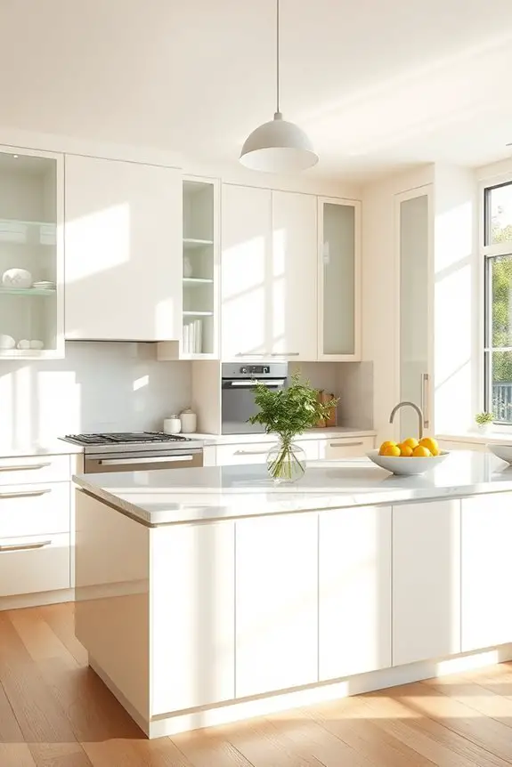 elegant cream glass cabinets