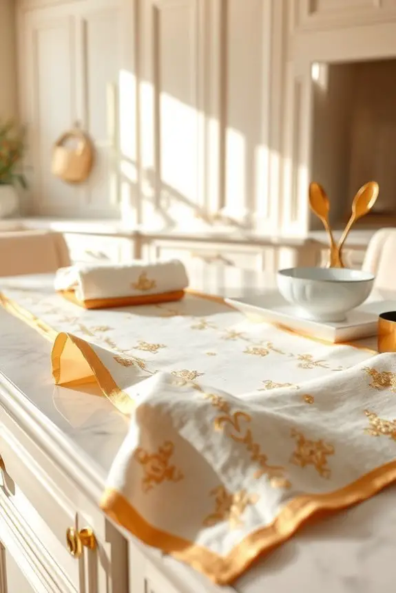 elegant cream gold linens