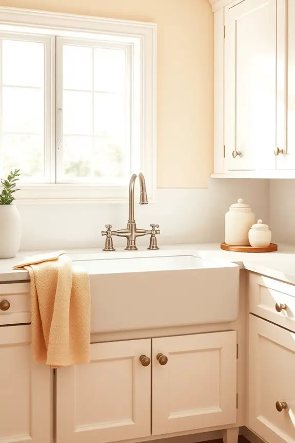 elegant cream white farmhouse sink