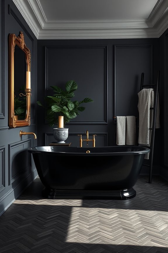 elegant dark bathroom accents