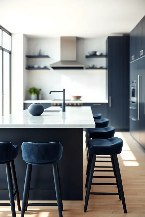 elegant dark blue stools