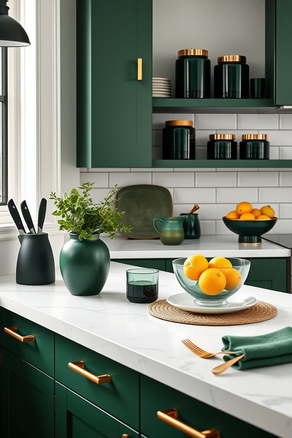 elegant dark green accessories