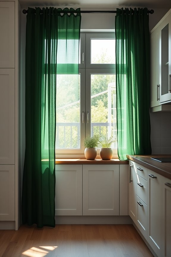 elegant dark green curtains