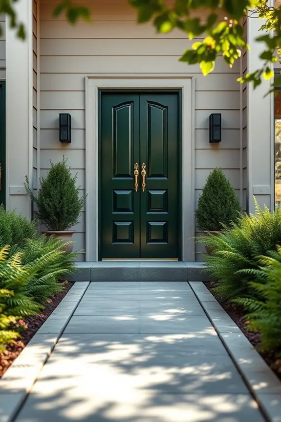 elegant dark green entryway