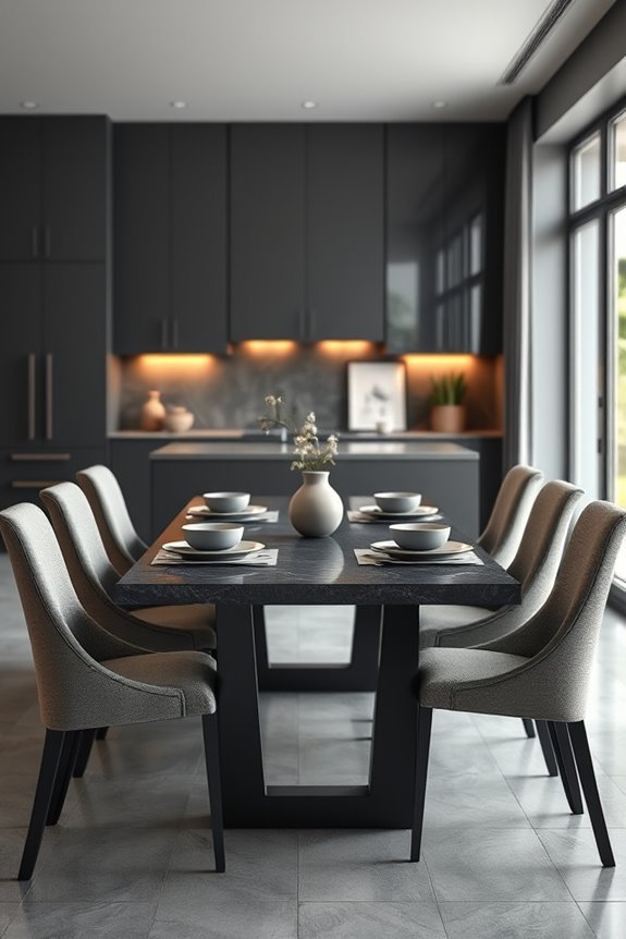 elegant dark grey dining