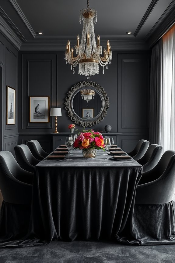 elegant dark grey velvet