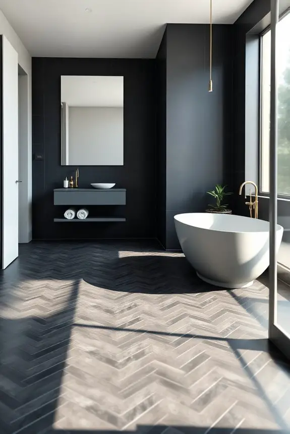elegant dark herringbone design