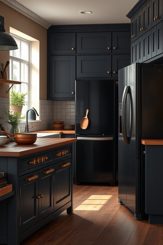 elegant dark kitchen appliances