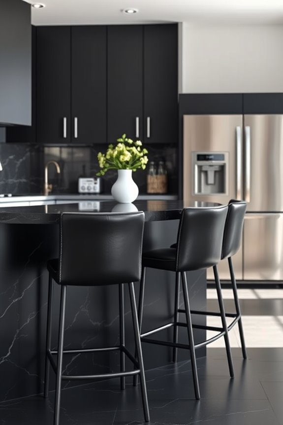 elegant dark leather stools