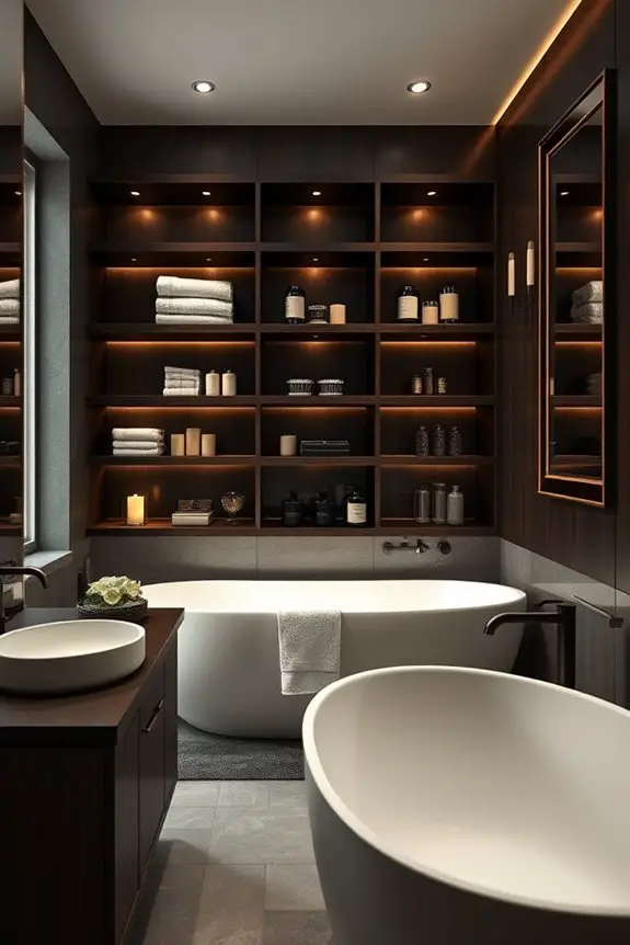 elegant dark wood shelving