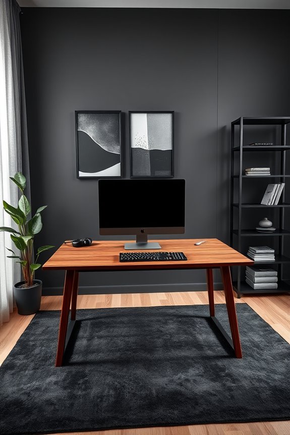 elegant dark workspace ambiance