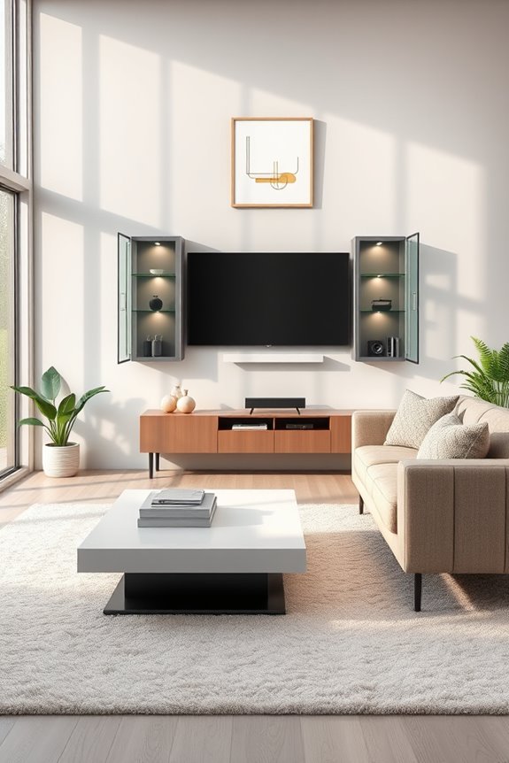 elegant floating tv storage