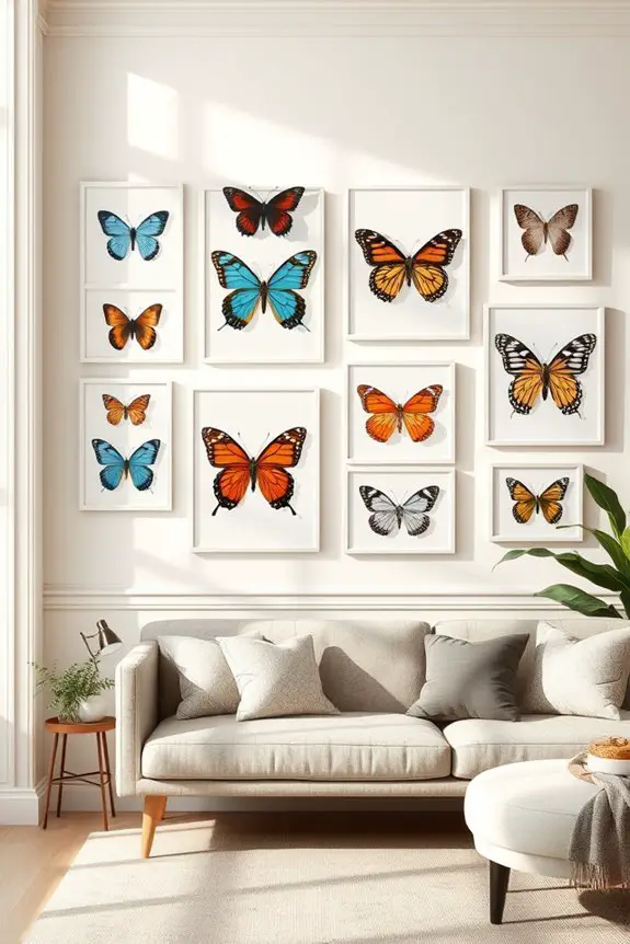 elegant framed butterfly art