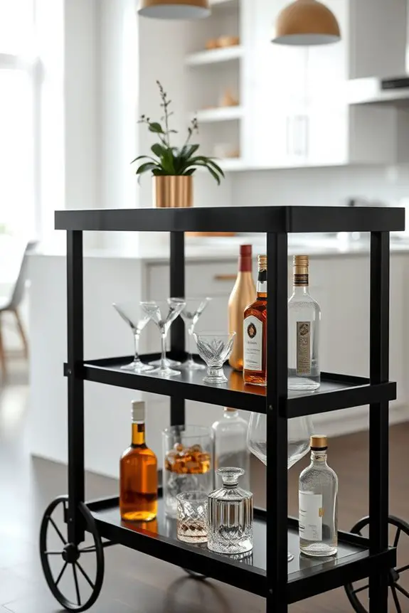 elegant functional bar cart