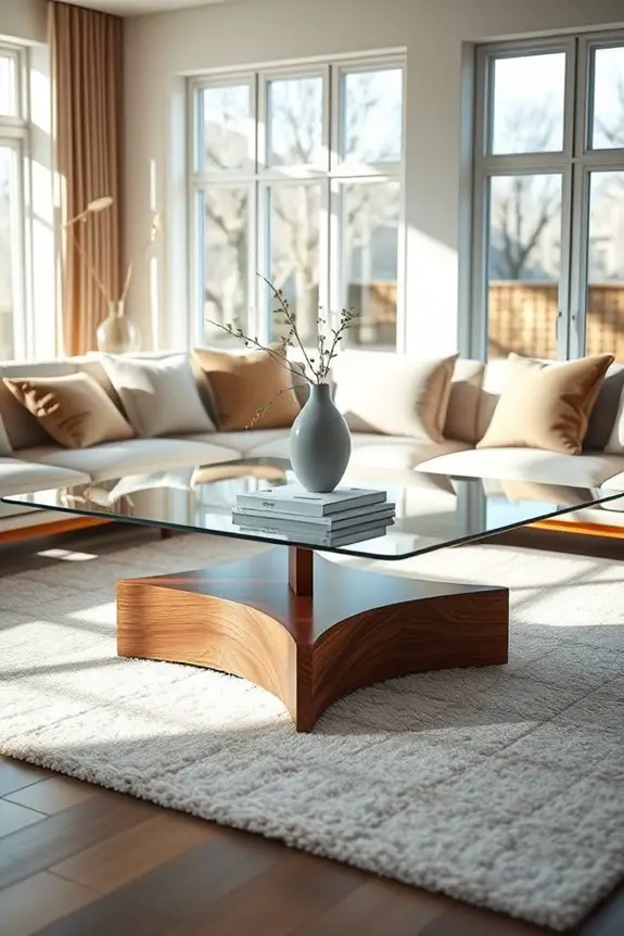 elegant glass wooden table