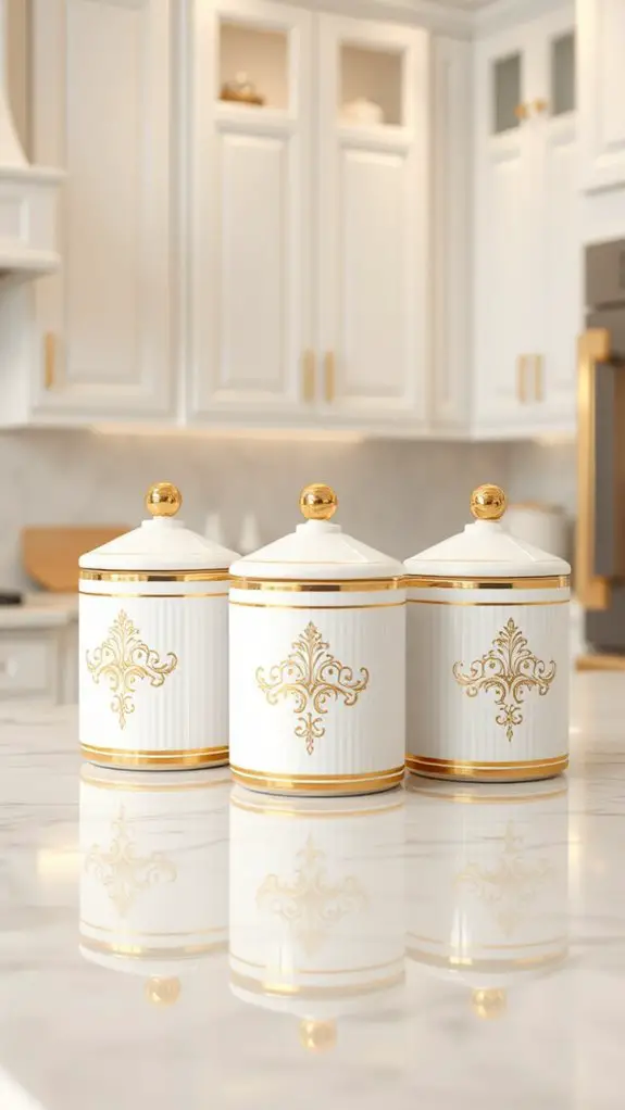 elegant gold accented canisters