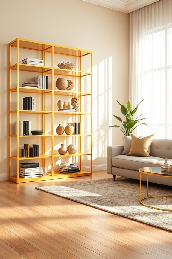 elegant gold bookcase decor