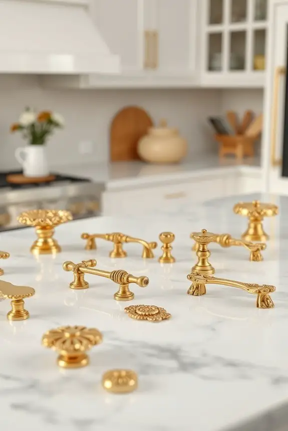 elegant gold cabinet handles