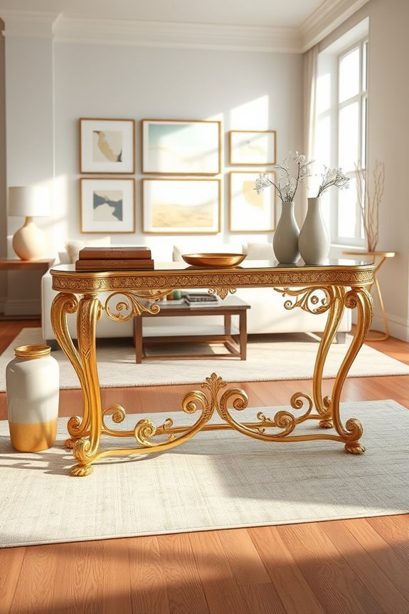 elegant gold console tables