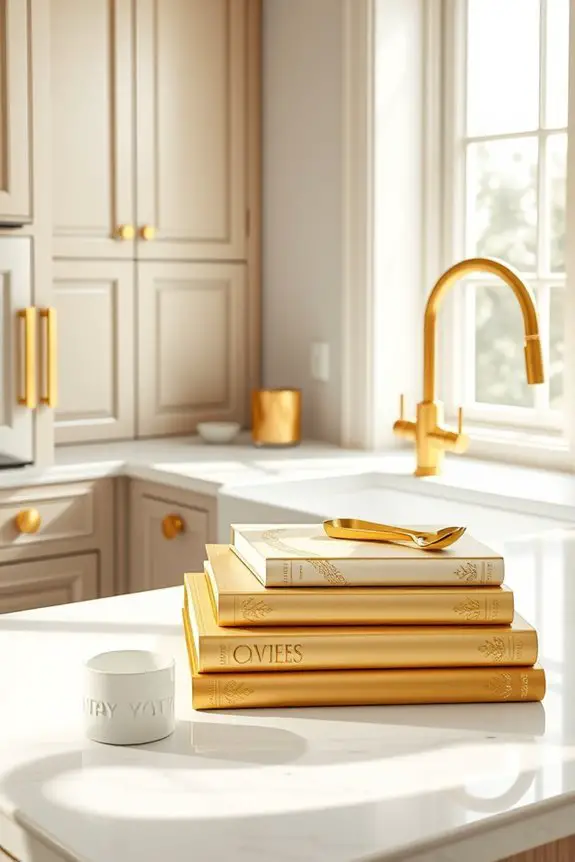 elegant gold cookbook decor