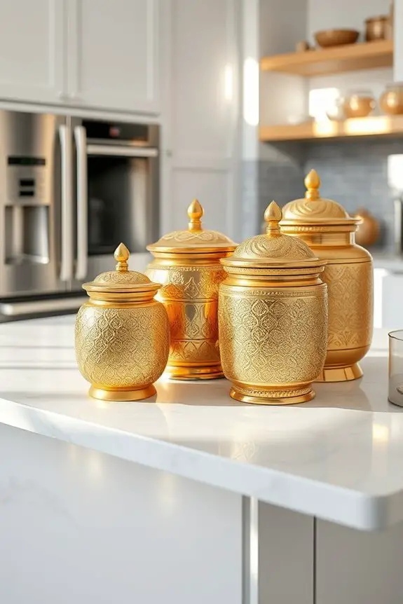 elegant gold decorative jars