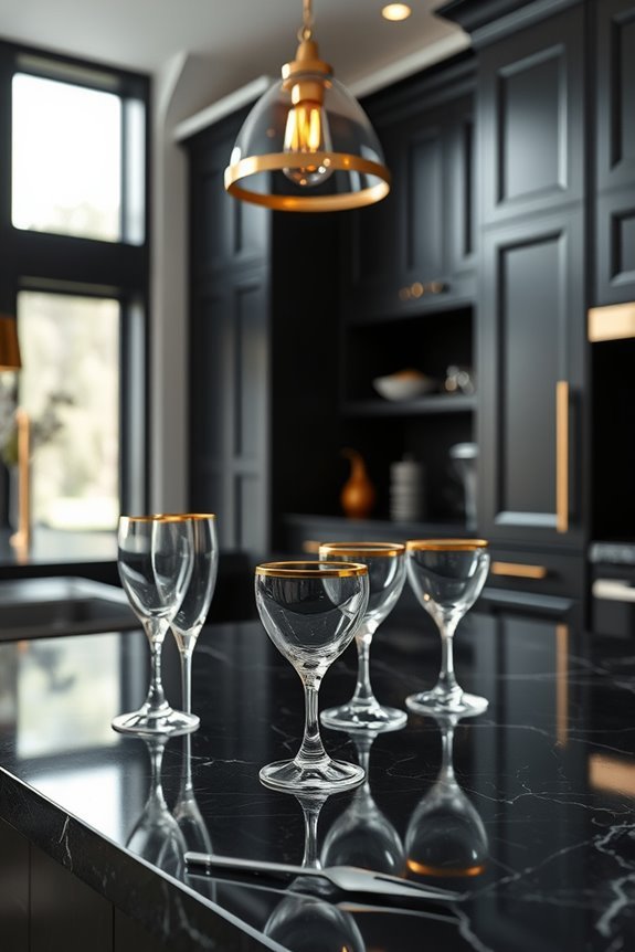 elegant gold edged glassware display