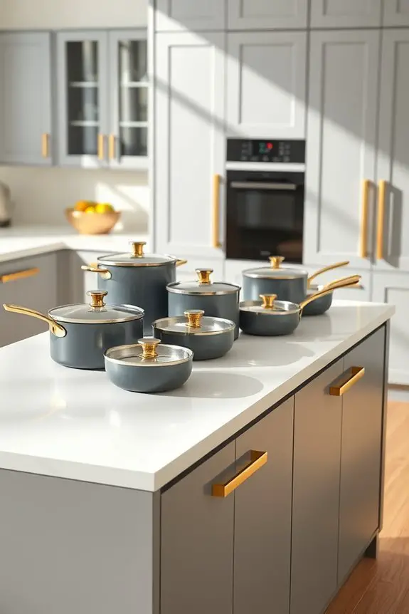 elegant gold grey cookware