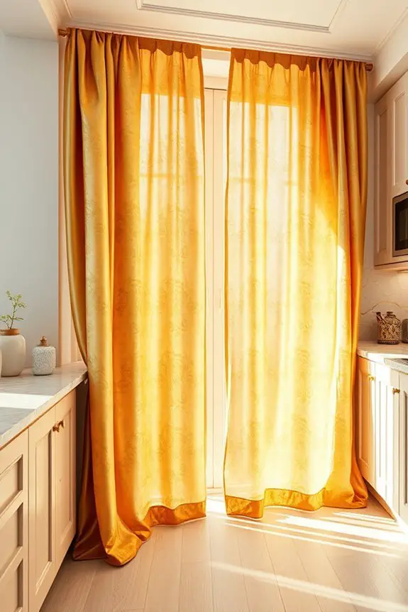 elegant gold kitchen curtains