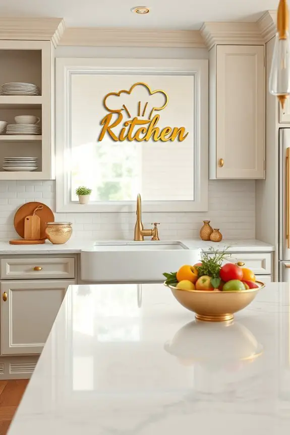 elegant gold kitchen signage
