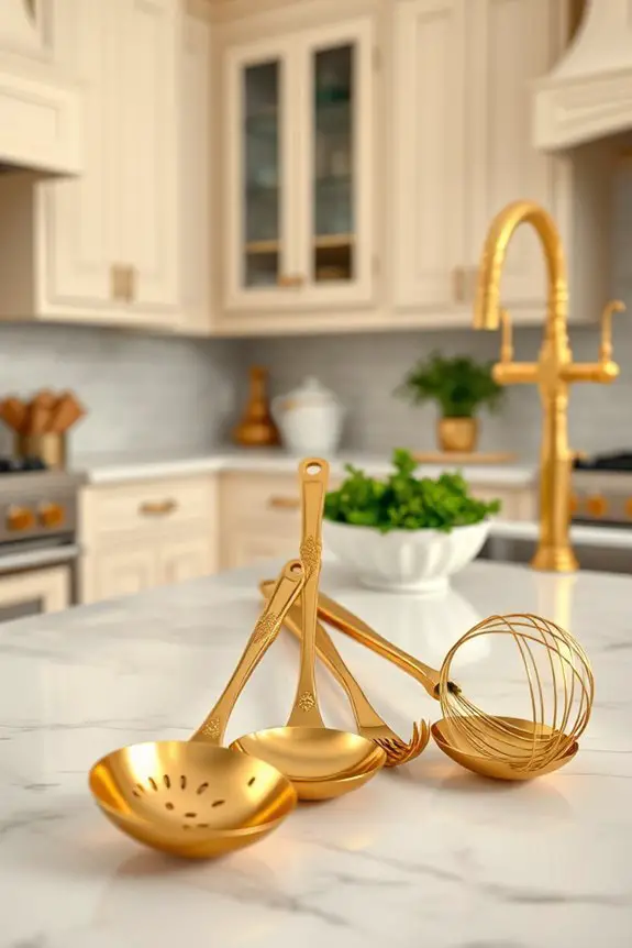 elegant gold kitchen utensils