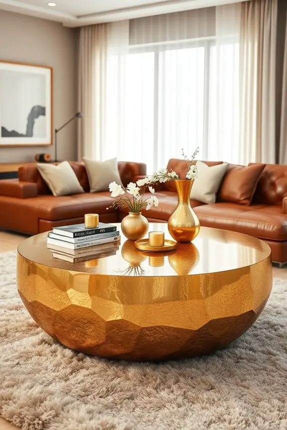 elegant gold leaf tables