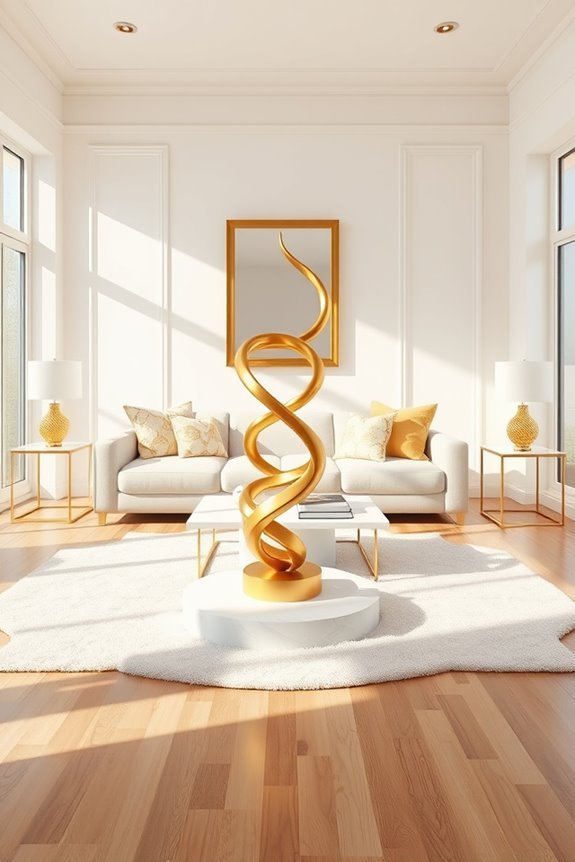 elegant gold sculptures enhance spaces