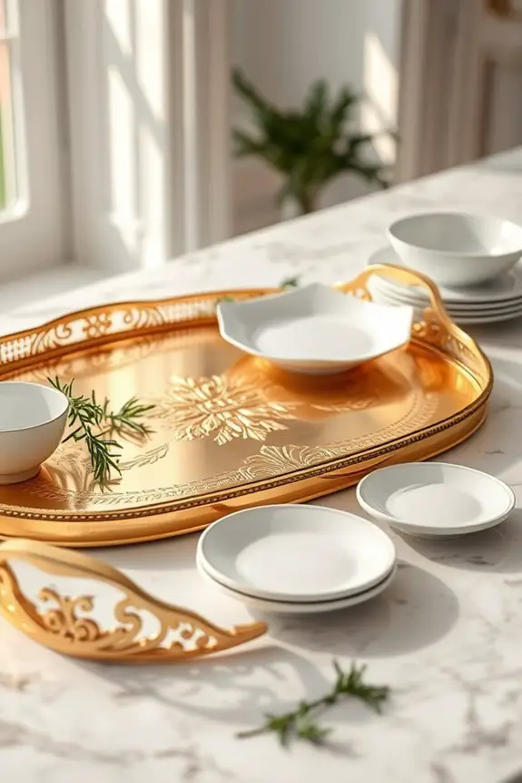 elegant gold serving trays
