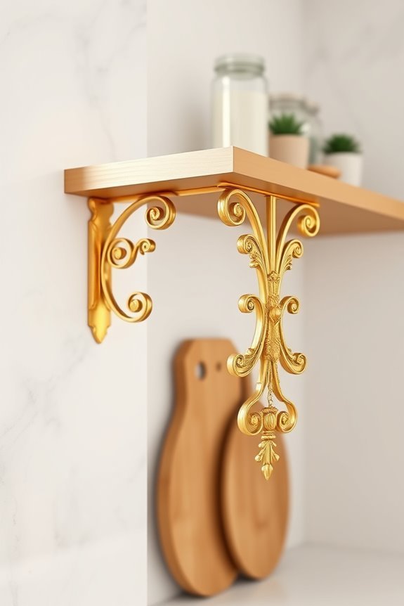 elegant gold shelf brackets