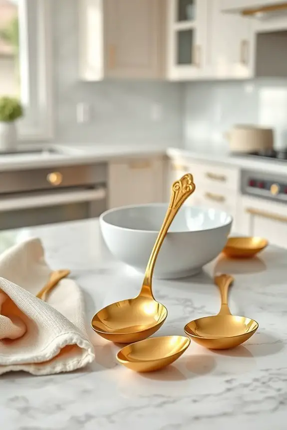 elegant gold soup ladles