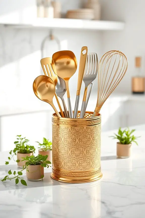 elegant gold utensil organization