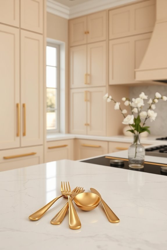 elegant gold utensils enhance