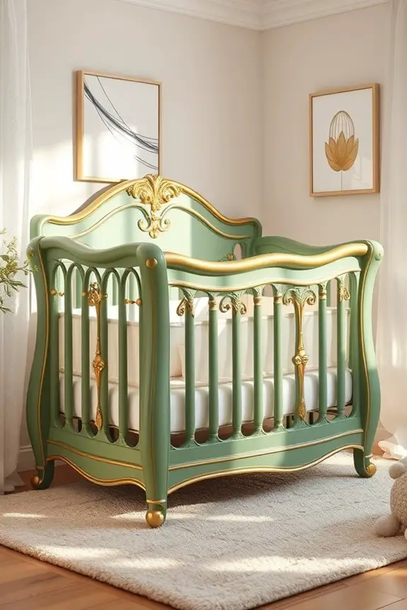 elegant green and gold cribs