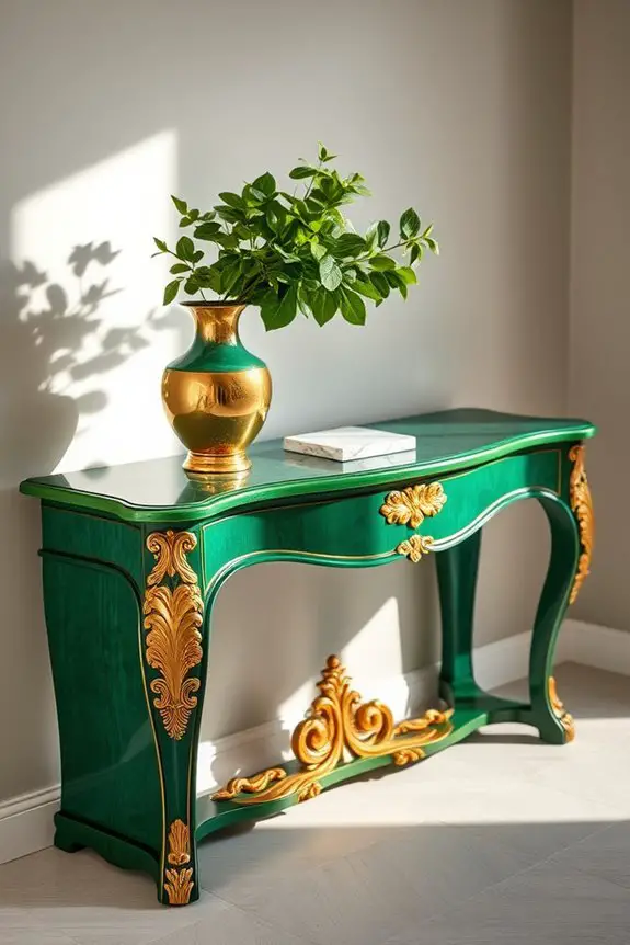 elegant green and gold tables