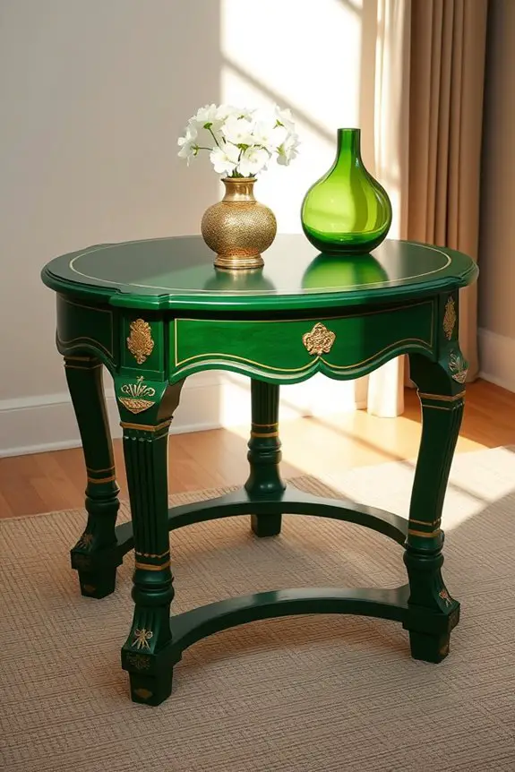 elegant green and gold tables