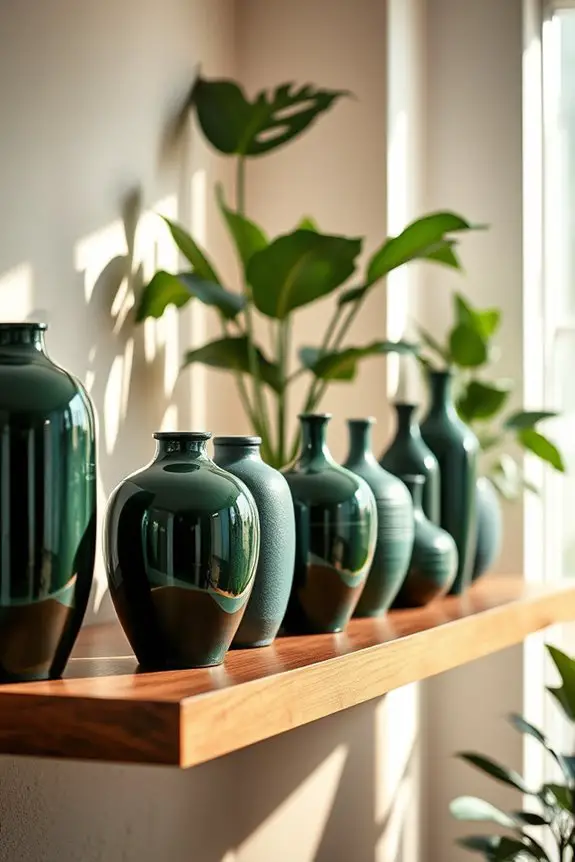 elegant green decorative vases