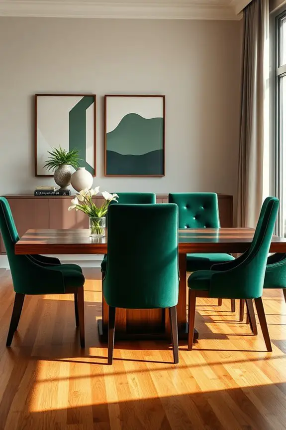 elegant green dining chairs