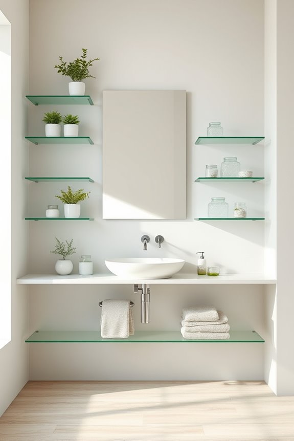 elegant green glass shelving