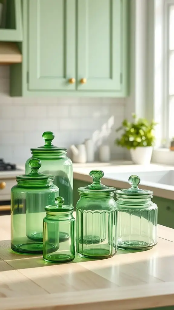elegant green glass storage