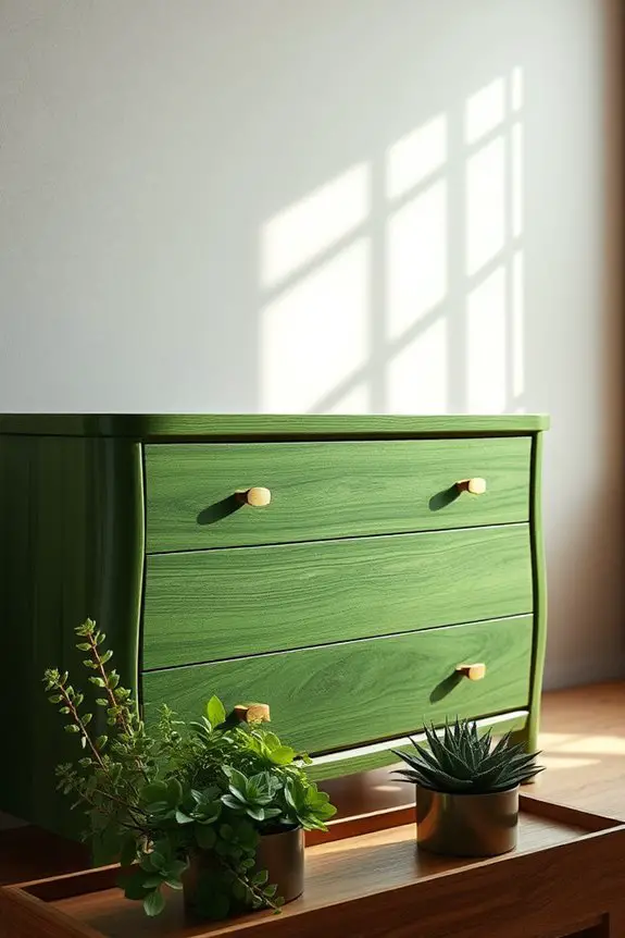 elegant green wood dresser