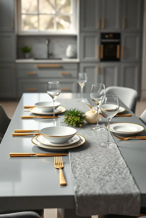 elegant grey and gold dining