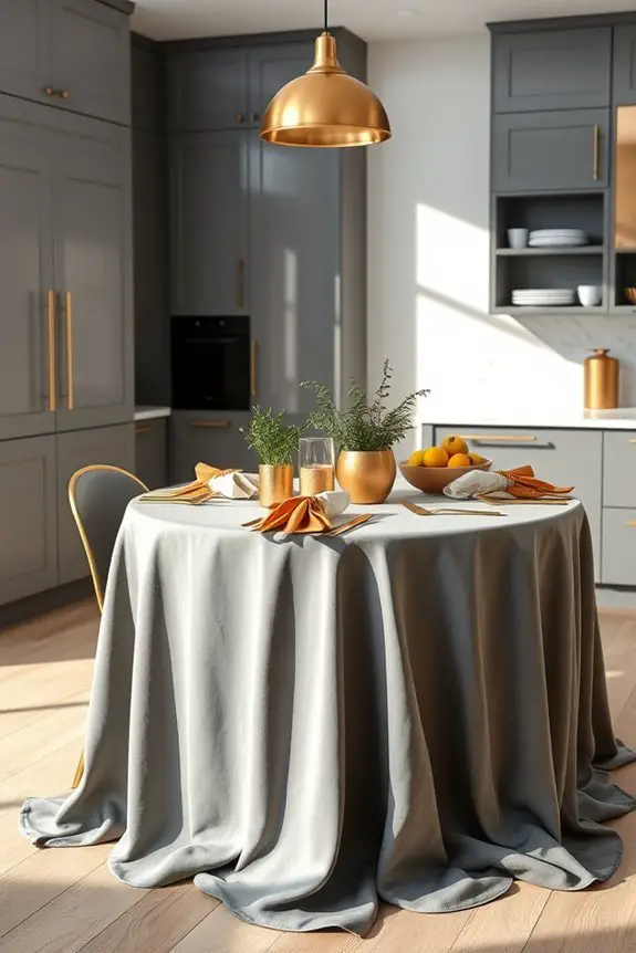 elegant grey and gold linens