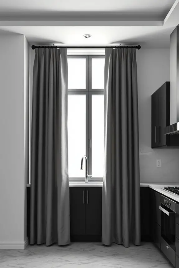elegant grey kitchen curtains