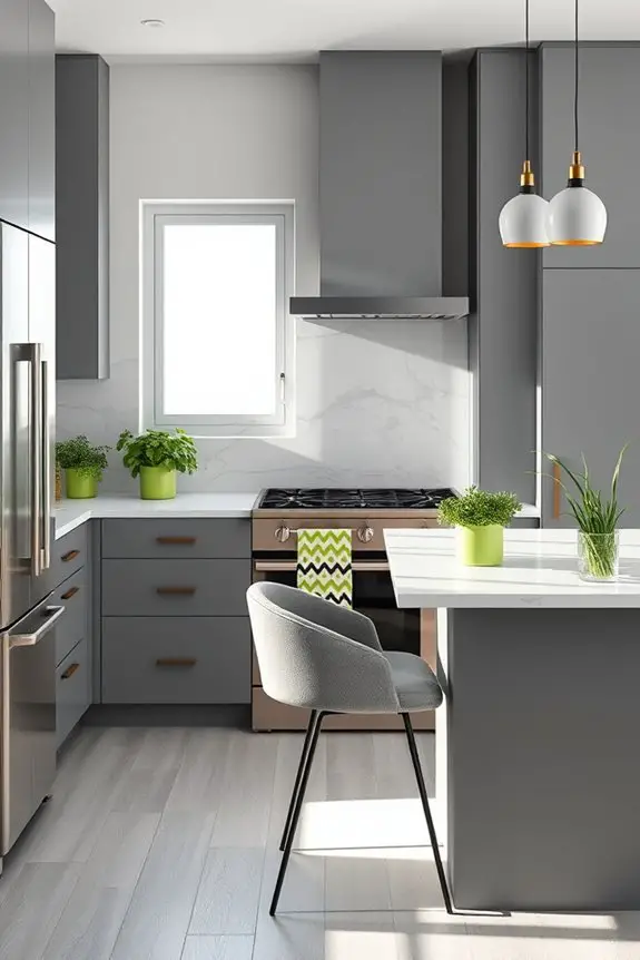 elegant grey with vibrant green