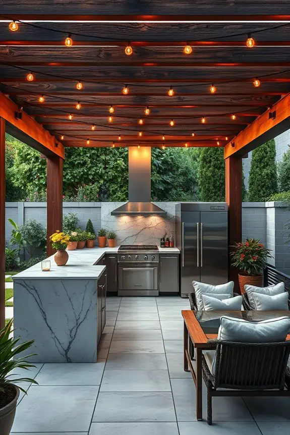 elegant illuminated outdoor pergola